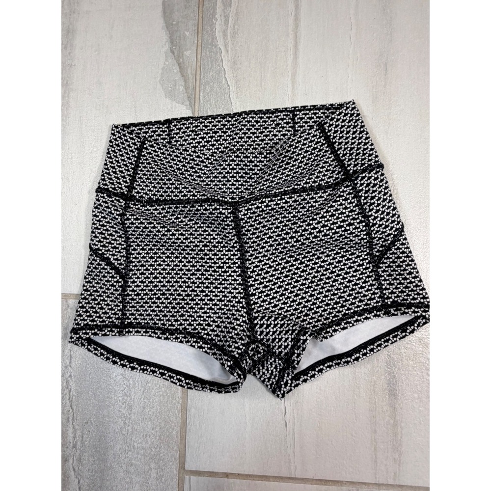 Lululemon Black White Geometric Dot High Rise Athletic Shorts Size 8